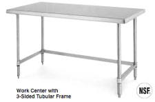 Work Table, 3-Sided Frame, Stainless SteelMetro